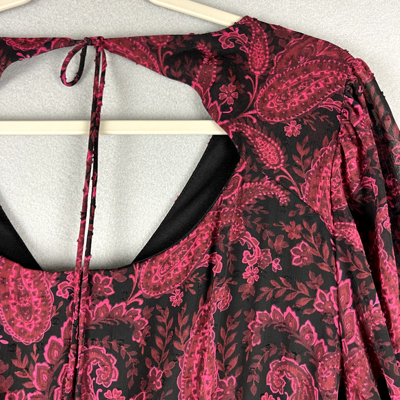 Torrid Tea Length Clip Dot Open Back A-Line Dress Womens 1X Burgundy Paisley - Picture 13 of 15